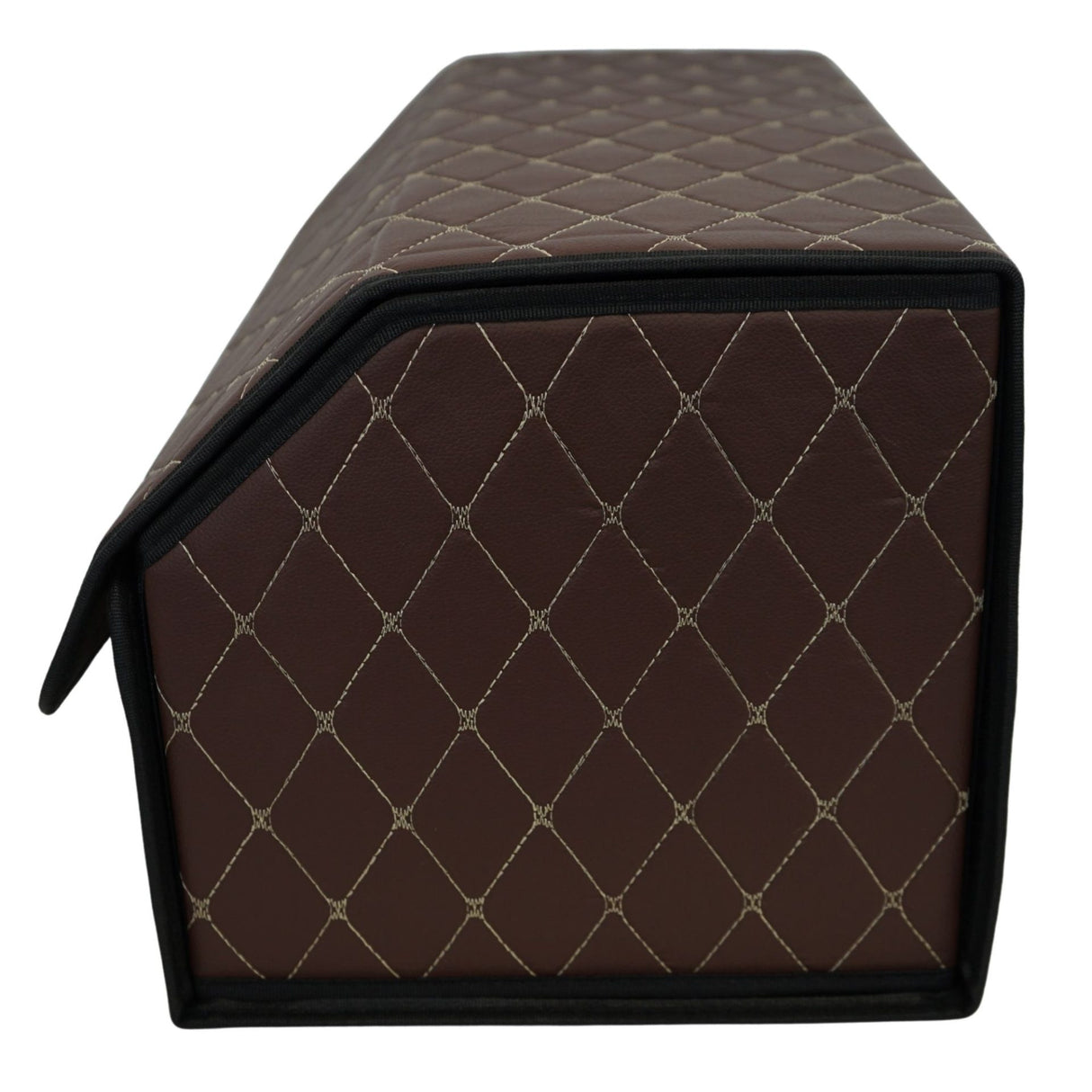 Cutie de Depozitare Auto, Flippy, Organizator Premium Portbagaj, Geanta Multifunctionala  din Piele Ecologica, Rezistent la Uzura si Pliabil, 2 Compartimente Depozitare, Maro Havana, 55 x 30 x 30cm - vivimall.ro