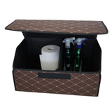Cutie de Depozitare Auto, Flippy, Organizator Premium Portbagaj, Geanta Multifunctionala  din Piele Ecologica, Rezistent la Uzura si Pliabil, 2 Compartimente Depozitare, Maro Havana, 55 x 30 x 30cm - vivimall.ro