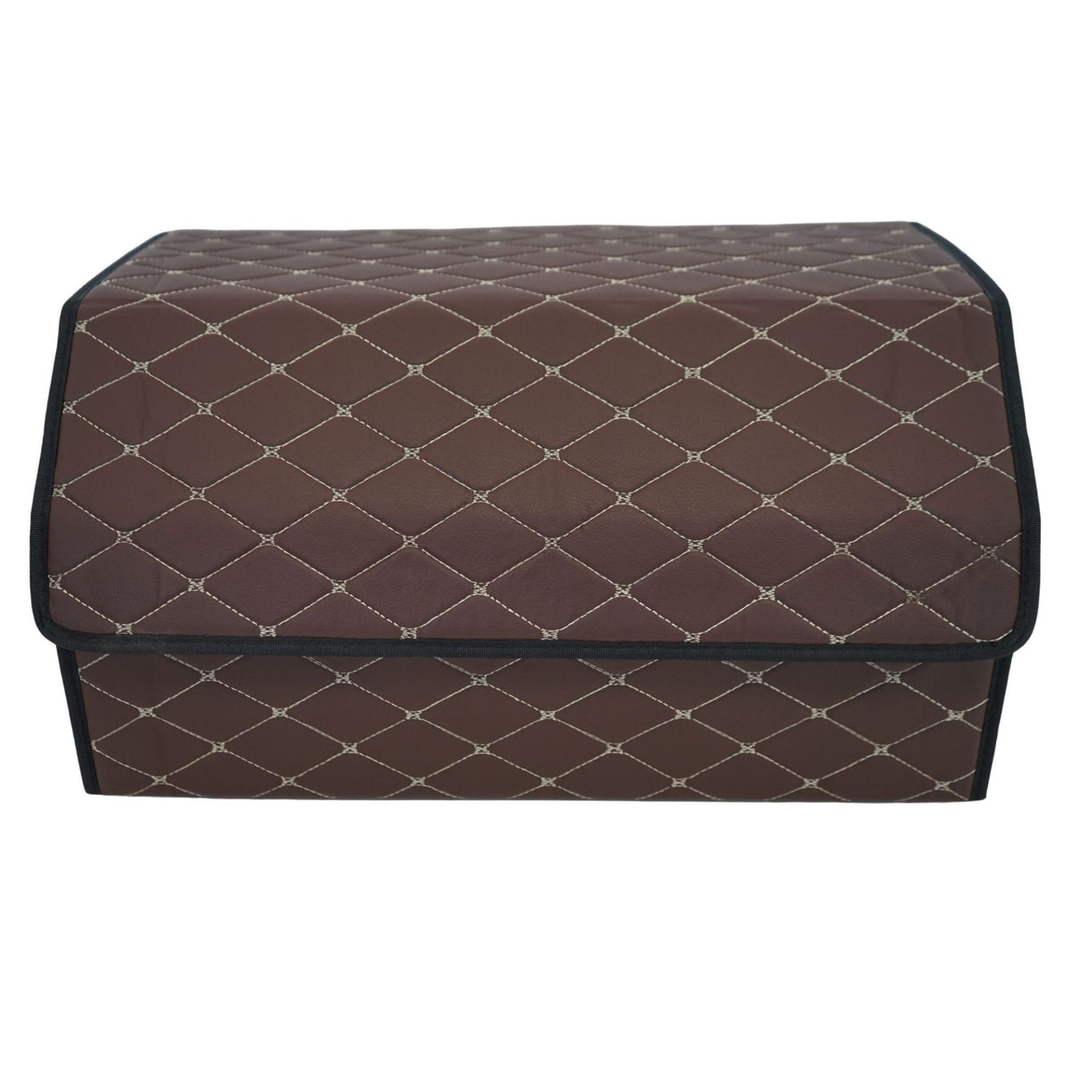 Cutie de Depozitare Auto, Flippy, Organizator Premium Portbagaj, Geanta Multifunctionala  din Piele Ecologica, Rezistent la Uzura si Pliabil, 2 Compartimente Depozitare, Maro Havana, 55 x 30 x 30cm - vivimall.ro