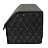 Detaliu material piele ecologică PU organizator Flippy, textură rezistentă la uzură, negru/alb