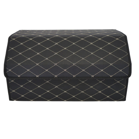 Organizator portbagaj auto Flippy din piele ecologică PU, negru și alb, vedere frontală, 55x30x30 cm