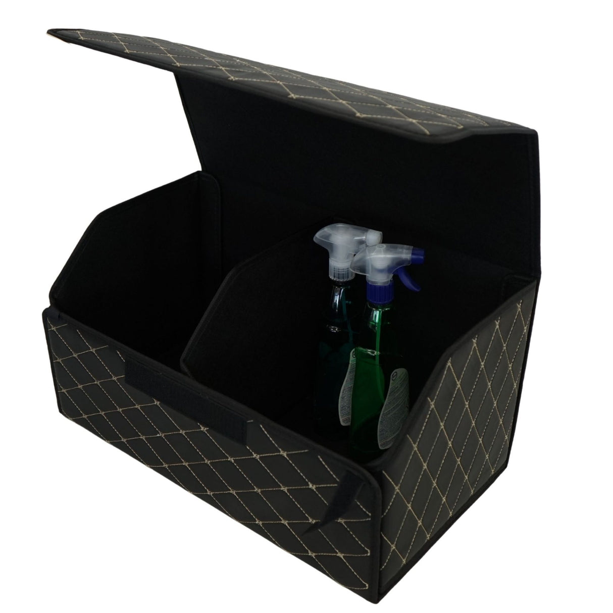 Organizator auto Flippy în portbagaj mașină, vedere lifestyle, produse depozitate în compartimente