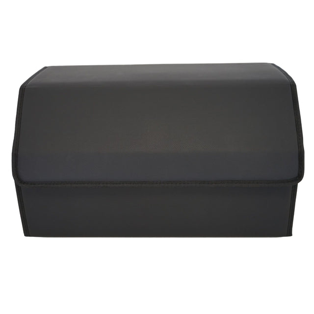 Cutie de Depozitare Auto, Flippy, Geanta Multifunctionala  din Piele Ecologica, Organizator Premium Portbagaj, 2 Compartimente Depozitare, Pliabil  si Rezistent la Uzura, Negru, 55 x 30 x 30cm - vivimall.ro