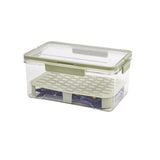 Cutie De Depozitare Portabila, Cu Separator Pentru Gheata Si Scurgere, Mentine Rece, Caserola Pranz, 25X16.5X11.5 Cm, Verde/Transparent - vivimall.ro