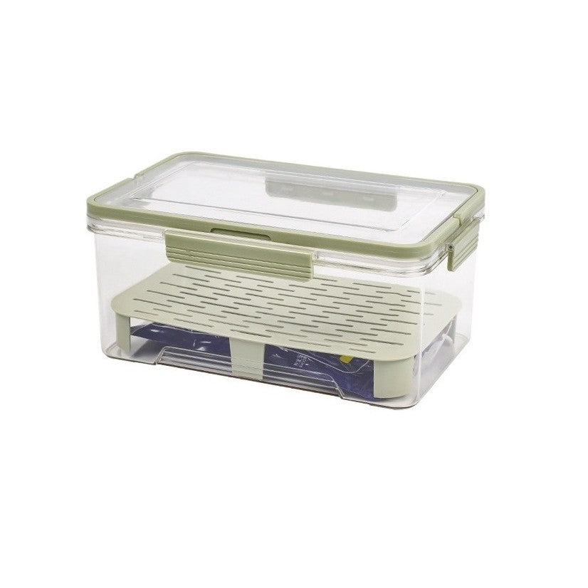 Cutie de Depozitare Portabila, Vivimall, cu Separator pentru Gheata si Scurgere, Mentine Rece, Caserola Pranz, 25x16.5x11.5 cm, Verde/Transparent - vivimall.ro