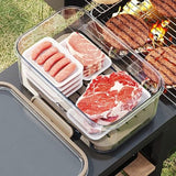 Cutie de Depozitare Portabila, Vivimall, cu Separator pentru Gheata si Scurgere, Mentine Rece, Caserola Pranz, 25x16.5x11.5 cm, Verde/Transparent - vivimall.ro