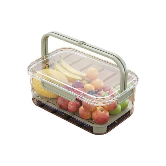 Cutie De Depozitare Portabila, Cu Separator Pentru Gheata Si Scurgere, Mentine Rece, Caserola Pranz, 25X16.5X11.5 Cm, Verde/Transparent - vivimall.ro