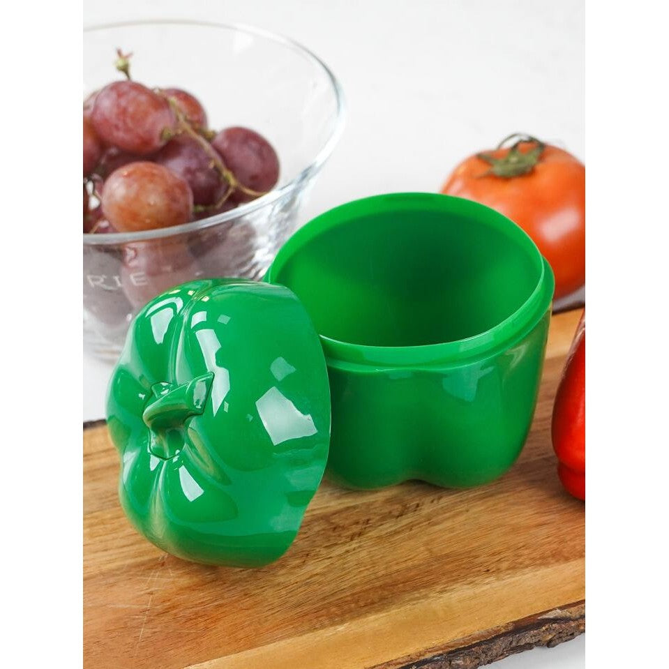 Cutie De Depozitare Si Pastrare A Alimentelor, Plastic, Model Ardei, 9.8X9.8X10.7 Cm, Verde - vivimall.ro