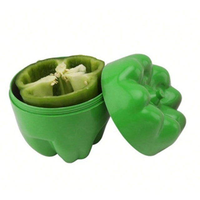 Cutie Alimentara, Vivimall, Model Ardei, din Plastic, 9.8 x 9.8 x 10.7 cm, 350 ml, Verde - vivimall.ro