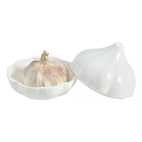 Cutie De Depozitare Si Pastrare A Alimentelor, Plastic, Model Usturoi, 9X9X9 Cm, Alba - vivimall.ro