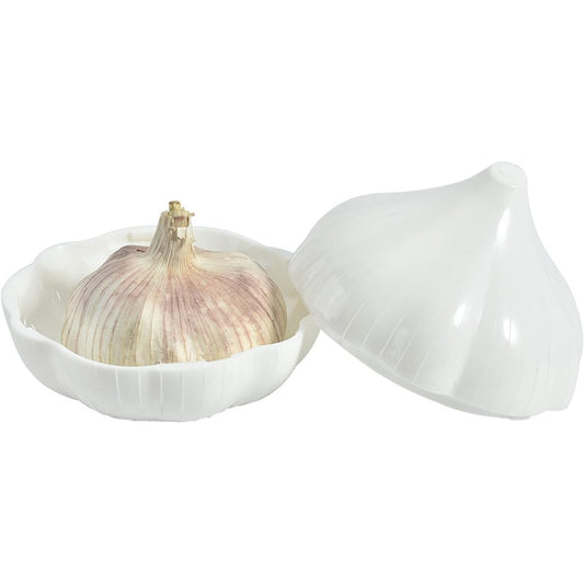 Cutie Alimentara, Vivimall, Model Usturoi, din Plastic, 9 x 9 x 9 cm, 350 ml, Alb - vivimall.ro