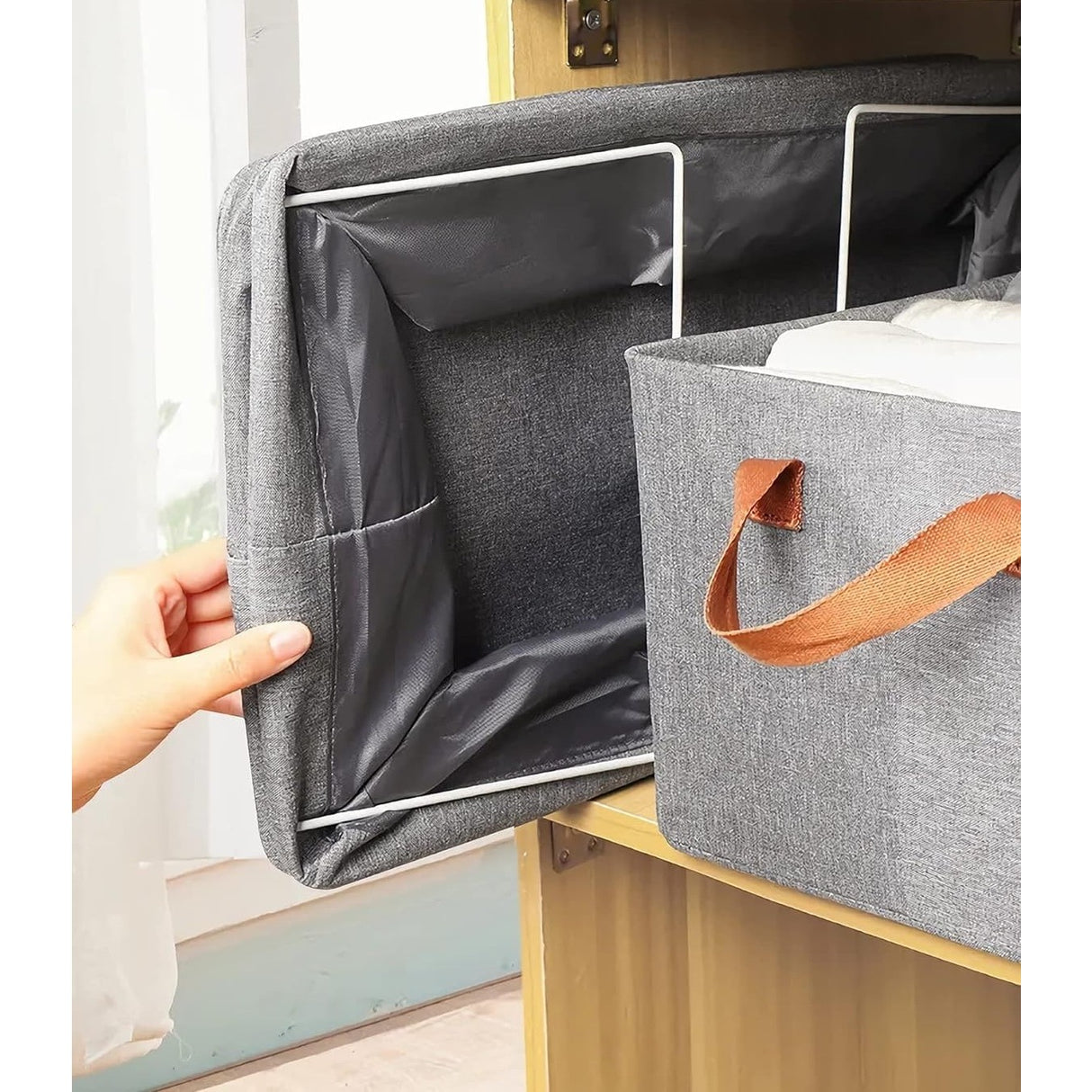 Cutie De Depozitare Tip Cos, Material Textil, Pliabila, 35 L, Cadru Metalic, Cu Manere