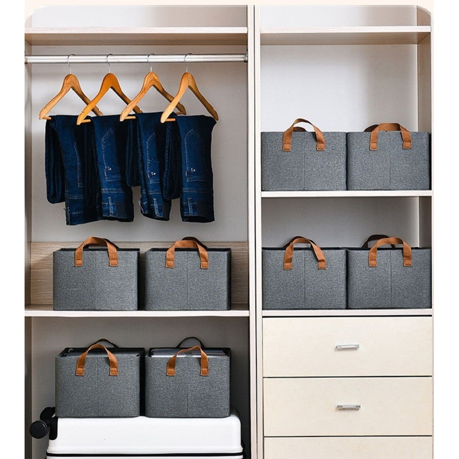 Cutie de depozitare tip cos, Vivimall, textil, pliabila, 47x28x20 cm, cadru metalic, cu manere, gri - vivimall.ro