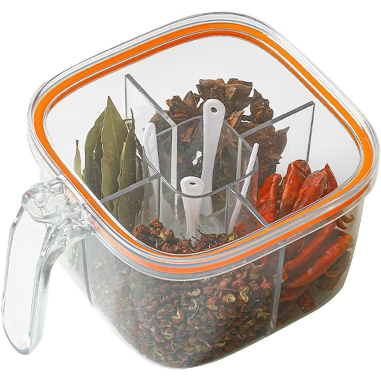 Cutie Depozitare Alimente, Din Plastic/Silicon, 5 Compartimente, Alb/
