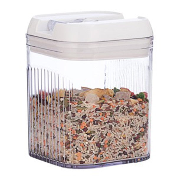 Cutie De Depozitare Alimente, Cutie Pentru Bucatarie, Cutie Pentru Condimente, Din Pet Abs Silicon, 12.5 X 12.5 X 16.5 Cm, 461 G, 1.3L, Transparent Alb - vivimall.ro