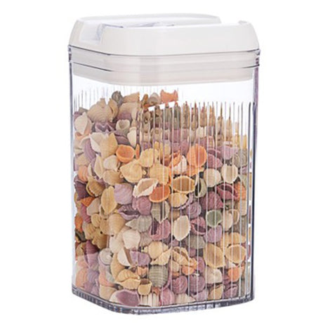 Cutie De Depozitare Alimente, Cutie Pentru Bucatarie, Cutie Pentru Condimente, Din Pet Abs Silicon, 12.5 X 12.5 X 21.5 Cm, 534 G, 2L, Transparent Alb - vivimall.ro