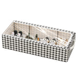 Cutie Depozitare cu Cadru Metalic, Vivimall, pentru Incaltaminte, Haine, Lingerie, Fermoar Calitativ, Fereastra Transparenta, Manere Laterale, 60 x 30 x 16 cm, Alb Negru - vivimall.ro