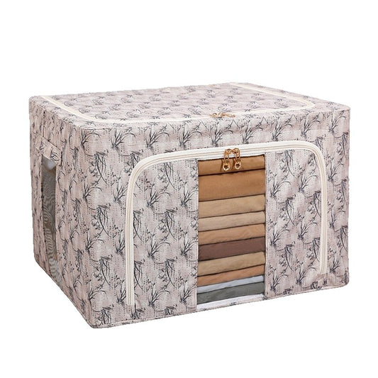 Cutie Depozitare, Vivimall, 66L, din Material Textil, 50 x 40 x 33 cm, pentru Haine si Lenjerii, Model Bambus, Galben