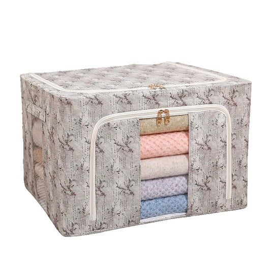 Cutie Depozitare, Vivimall, 66L, din Material Textil, 50 x 40 x 33 cm, pentru Haine si Lenjerii, Model Flori de Primavara, Verde