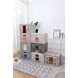 Cutie Depozitare, Vivimall, 66L, din Material Textil, 50 x 40 x 33 cm, pentru Haine si Lenjerii, Model Fluturasi, Roz/Gri - vivimall.ro