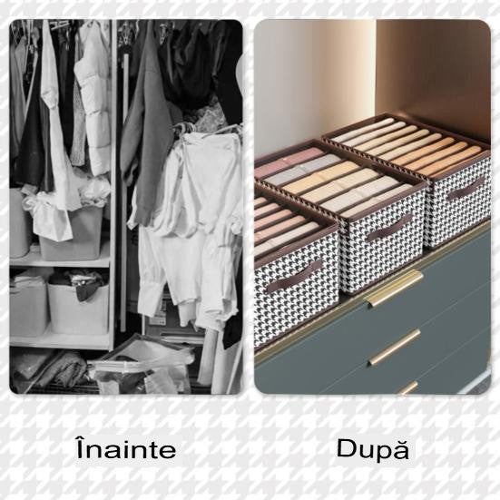 Cutie Depozitare, Vivimall, Capac Transparent, Model In Carouri, Model Mediu, Maro - vivimall.ro