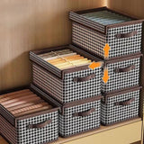 Cutie Depozitare, Vivimall, Capac Transparent, Model In Carouri, Model Mediu, Maro - vivimall.ro