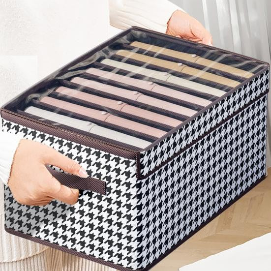 Cutie Depozitare, Vivimall, Capac Transparent, Model In Carouri, Model Mic, Maro - vivimall.ro