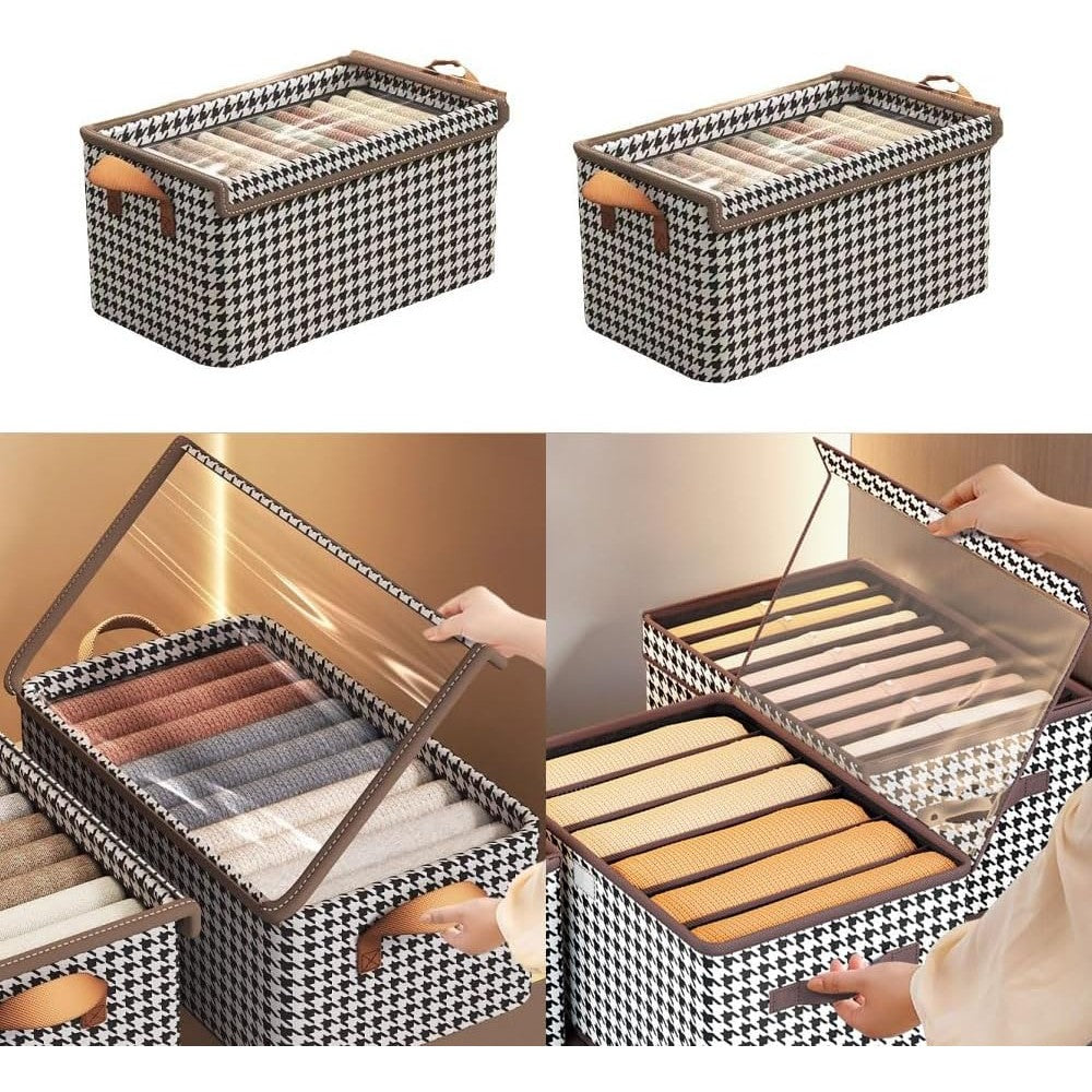 Cutie Depozitare, Vivimall, Capac Transparent, Model In Carouri, Model Mic, Maro - vivimall.ro