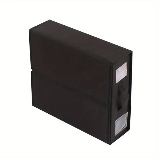 Cutie Depozitare Lenjerii de Pat, Vivimall, Pliabila, Capacitate 18l, 38x33x12 cm, din Panza Oxford cu PP Incorporat, Fereastra Vizibila, Negru - vivimall.ro