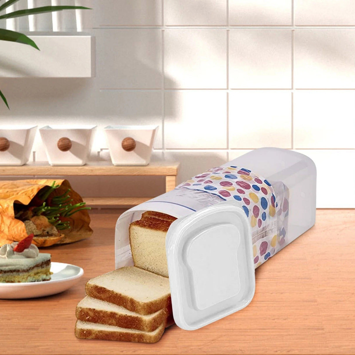 Cutie Depozitare Paine, Din Plastic, 34 X 13 Cm, Pastreaza Prospetimea, Capac - vivimall.ro