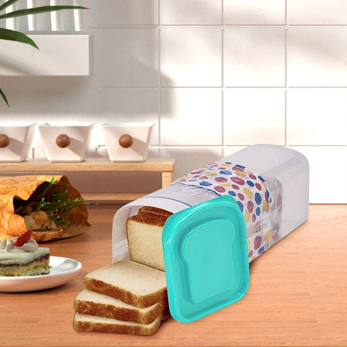 Cutie Depozitare Paine, Din Plastic, 34 X 13 Cm, Pastreaza Prospetimea, Capac - vivimall.ro