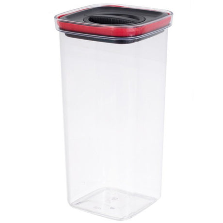 Cutie De Depozitare Alimente, Cutie De Tip Container, Recipient Pentru Cereale In Bucatarie, 11.5 X 11.5 X 23 Cm, Volum 2000 Ml, Transparenta Cu Capac Negru - vivimall.ro