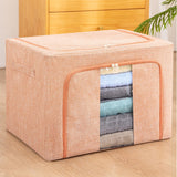 Cutie de depozitare pliabila, Vivimall, Cu fermoar, 66 L, Textil, 50x40x33 cm, Cadru Metalic, Suport Baza Stabil din Plastic, Roz pudrat, model 2 - vivimall.ro