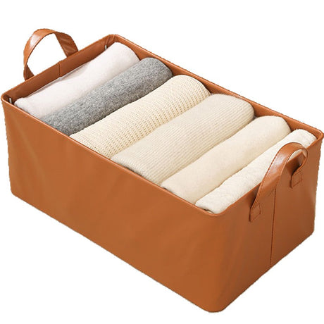 Cutie De Depozitare Tip Cos, Material Piele Ecologica, Pliabila, 26 L, Cadru Metalic, Cu Manere