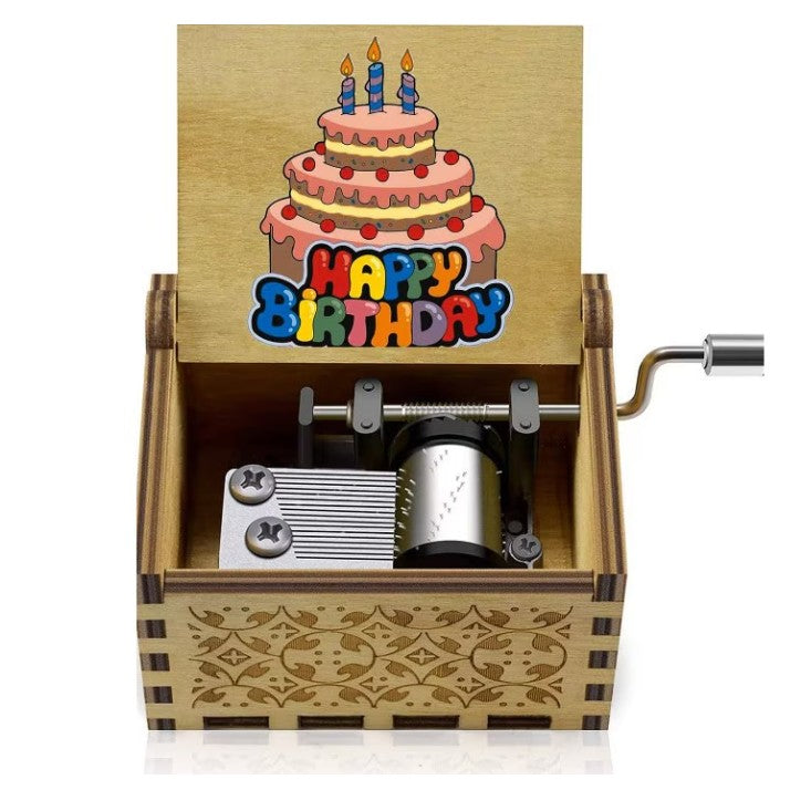 Cutie Muzicala Manuala Flippy, Lemn, Melodia "Happy Birthday", Portabila, , 6 x 5 x 4.2 cm - vivimall.ro