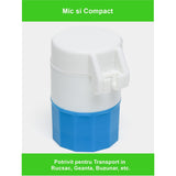 Cutie Pastile Multifunctionala, 4 In 1, Pahar Apa, Taiere, Sfaramare, Depozitare, Compact, Abs Cu Lama Din Inox, Alb/,