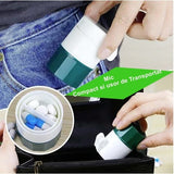 Cutie Pastile Multifunctionala, 4 In 1, Pahar Apa, Taiere, Sfaramare, Depozitare, Compact, Abs Cu Lama Din Inox, Alb/,