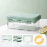 Set Cutie Pentru Gheata, Uz Casnic, Doua Tavite Pentru Cuburi, Capac Etans, Lopata, 23.5X13.3X10 Cm, Verde - vivimall.ro