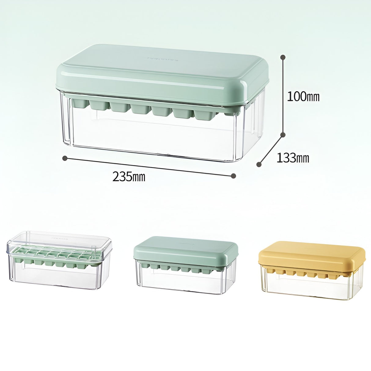 Set Cutie Pentru Gheata, Uz Casnic, 1 Tavita Pentru Cuburi, Capac Etans, Lopata, 23.5X13.3X10 Cm, Verde - vivimall.ro