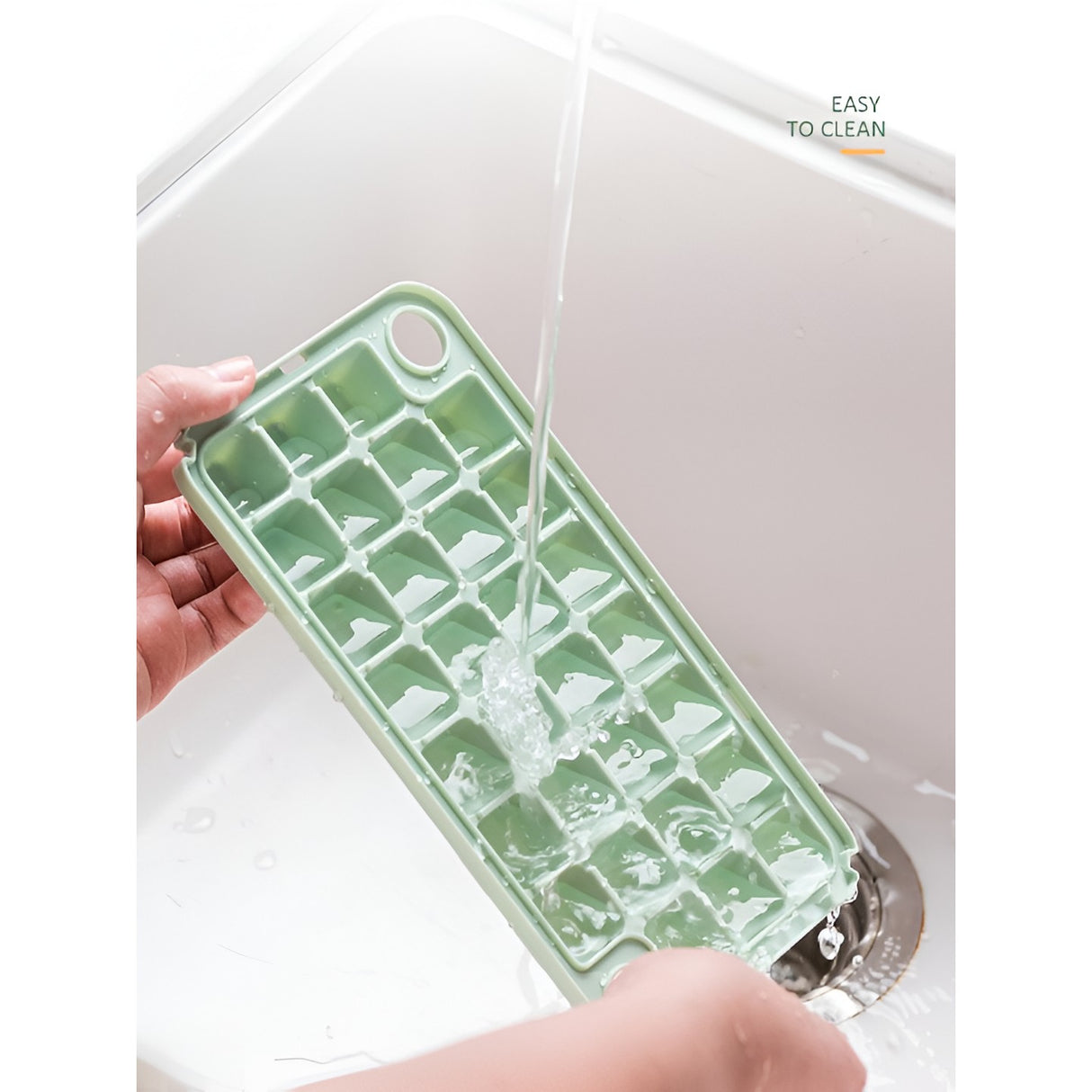Set Cutie Pentru Gheata, Uz Casnic, 1 Tavita Pentru Cuburi, Capac Etans, Lopata, 23.5X13.3X10 Cm, Verde - vivimall.ro