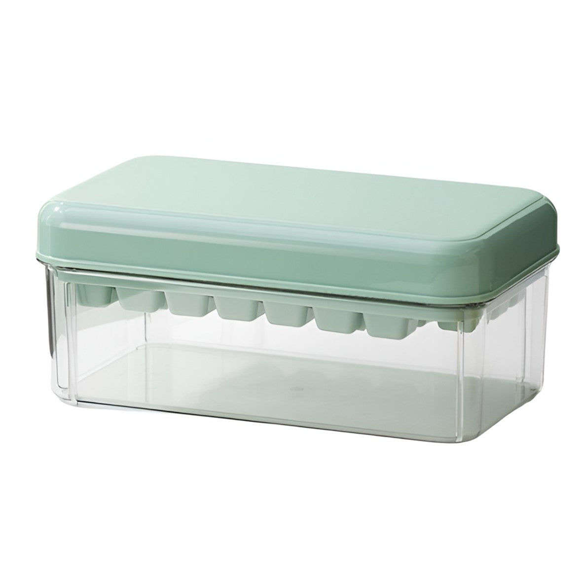 Set Cutie Pentru Gheata, Uz Casnic, 1 Tavita Pentru Cuburi, Capac Etans, Lopata, 23.5X13.3X10 Cm, Verde - vivimall.ro