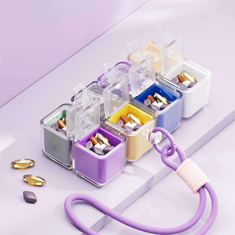 Compartimente separate organizator medicamente Flippy pentru 7 zile, vedere deschisă