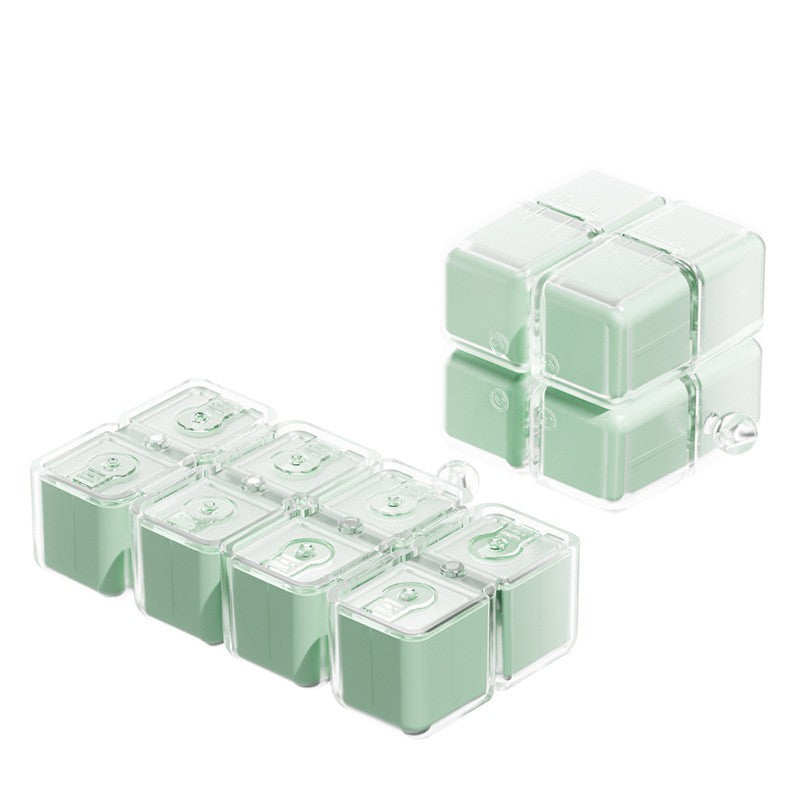 Cutie Flippy Rubik Cube pentru pastile și suplimente, compartimente 7 zile, cu curea de agățare inclusă, detaliu lateral