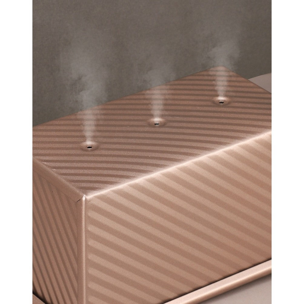 Tava pentru Paine, Vivimall, din Otel Carbon, 450 g, cu Capac, Antiaderenta, 21 x 11 x 11.5 cm, Roz Auriu - vivimall.ro