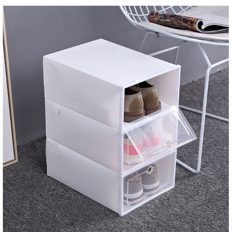 Three In A Pack Japanese Shoe Box Simple Plastic Drawer Storage Shoe Box - White Large - Product Size - 33*23*13Cm - vivimall.ro