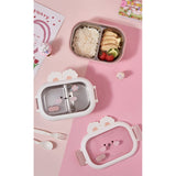 Cutie Pentru Pranz Sau Gustari, Cu Doua Compartimente, Model Iepuras, Pentru Copii Si Adulti, Etansare, Pp, Perfect Pentru Scoala Si Birou, 1000 Ml, 22X17.8X8 Cm - vivimall.ro