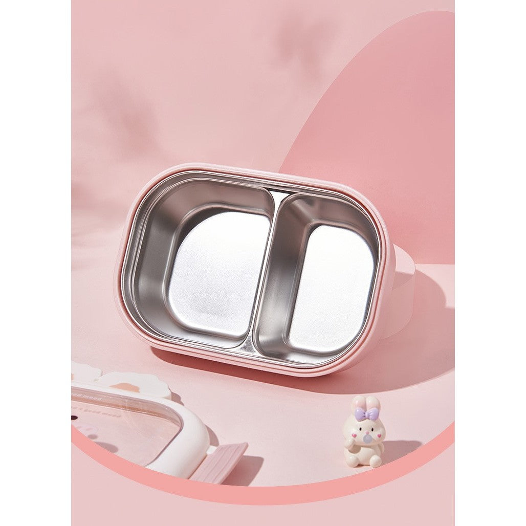 Cutie Pentru Pranz Sau Gustari, Cu Doua Compartimente, Model Iepuras, Pentru Copii Si Adulti, Etansare, Pp, Perfect Pentru Scoala Si Birou, 1000 Ml, 22X17.8X8 Cm - vivimall.ro