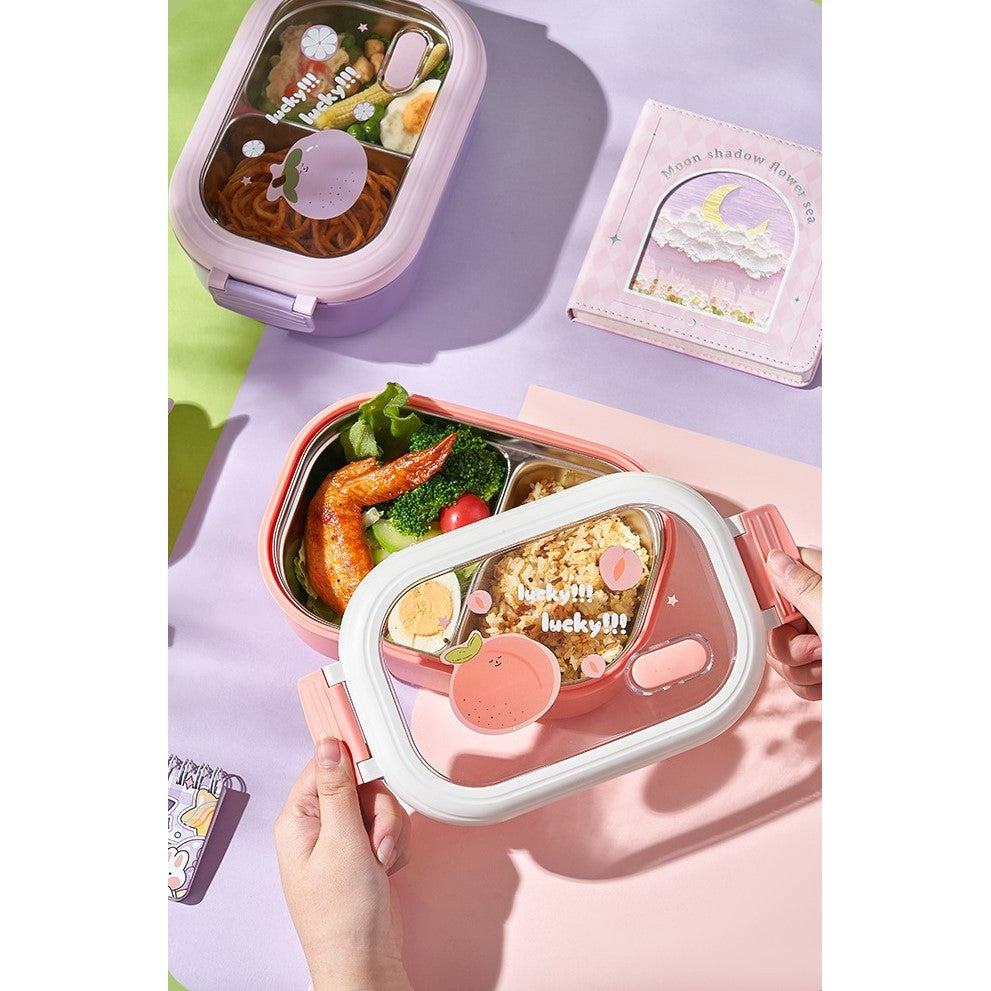 Cutie Pentru Pranz Sau Gustari, Cu Doua Compartimente, Pentru Copii Si Adulti, Etansare, Pp, Perfect Pentru Scoala Si Birou, 1000 Ml, 22.5X14.5X8 Cm - vivimall.ro