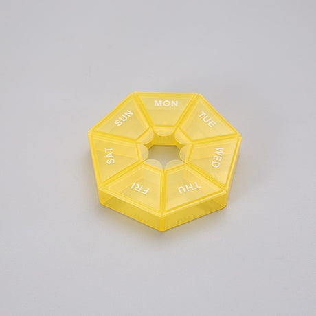 Cutie separator medicamente cu zilele saptamanii, Vivimall, Plastic, 7 compartimente, Galben - vivimall.ro