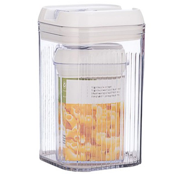 Cutii De Depozitare Alimente, Set Din 2 Cutii De Tip Container, Recipiente Pentru Cereale In Bucatarie, 0.8 L-10X15.5 Cm, 2 L-12.5X12.5X21.5 Cm, Transparente Cu Capac Alb - vivimall.ro